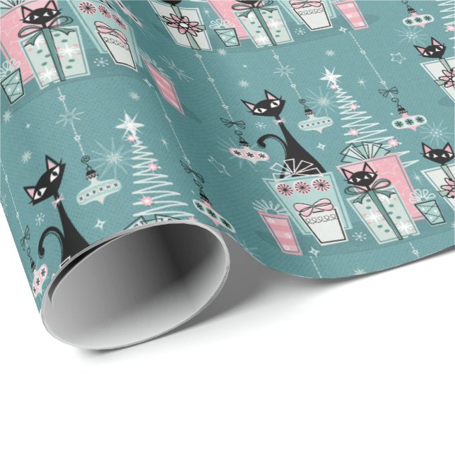 Vintage Kitty Christmas II ©studioxtine Wrapping Paper (Roll Corner)