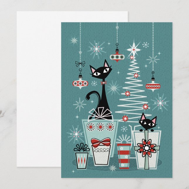 Vintage Kitty Christmas II - w/ Red ©studioxtine Invitation (Front/Back)