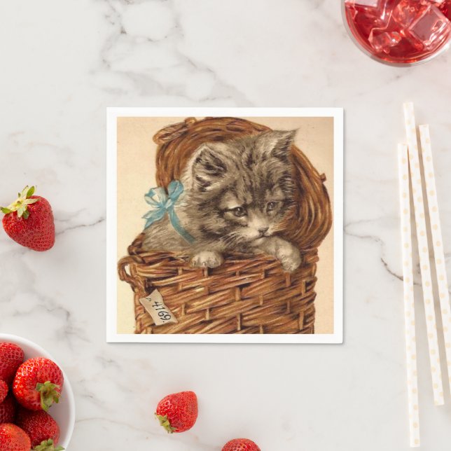 Vintage Kitty fun paper napkins (Insitu)