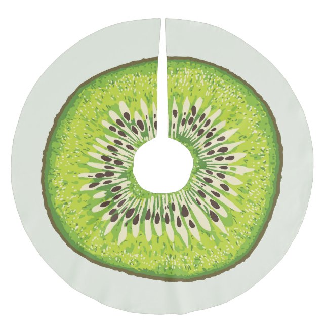 Vintage kiwi slice pattern. brushed polyester tree skirt (Front)