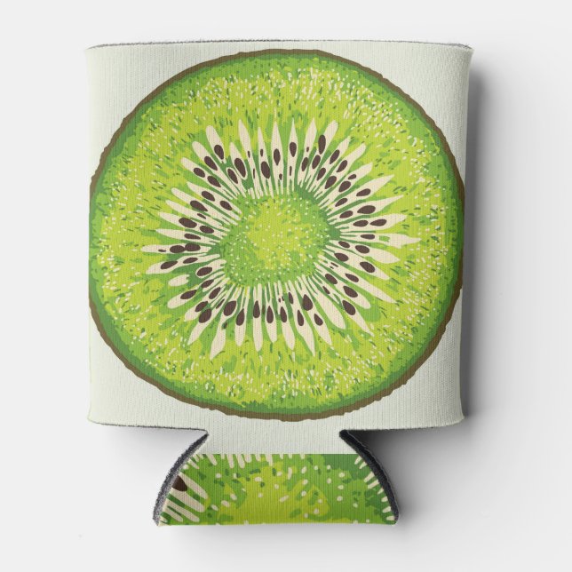 Vintage kiwi slice pattern. can cooler (Front)