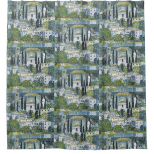 Vintage Klimt Church in Cassone Landscape Art Shower Curtain