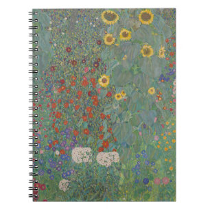 Vintage Klimt Farm Garden Sunflowers Floral Art Notebook