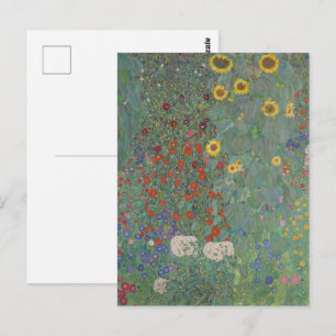 Vintage Klimt Farm Garden Sunflowers Floral Art Postcard