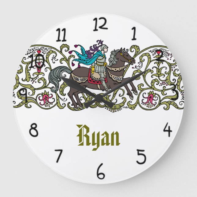 Vintage Knight Personalised Large Clock (Front)