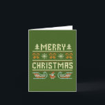 Vintage Knit Style Merry Christmas Card<br><div class="desc">Celebrate the season with this charming Christmas card, designed in a cozy vintage knit style featuring Santa, sleighs, snowflakes, and festive text. Perfect for spreading holiday cheer! Inside message: Wishing you a Merry Christmas and a Happy New Year. Ideal for friends, family, and holiday lovers. Great for those who adore...</div>