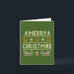 Vintage Knit Style Merry Christmas Card<br><div class="desc">Celebrate the season with this charming Christmas card, designed in a cozy vintage knit style featuring Santa, sleighs, snowflakes, and festive text. Perfect for spreading holiday cheer! Inside message: Wishing you a Merry Christmas and a Happy New Year. Ideal for friends, family, and holiday lovers. Great for those who adore...</div>
