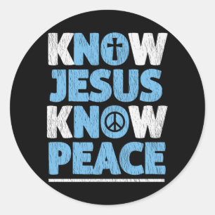 Vintage Know Jesus Know Peace Christian Faith Gift Classic Round Sticker