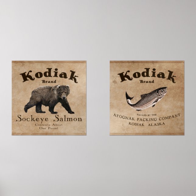 Vintage Kodiak Salmon Label (Front)