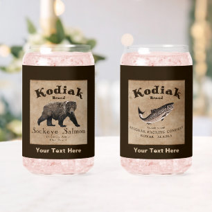 Vintage Kodiak Salmon Label (Bear) Can Glass