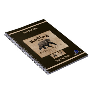 Vintage Kodiak Salmon Label (Bear) Notebook