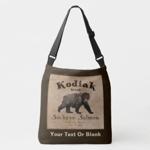 Vintage Kodiak Salmon Label Crossbody Bag