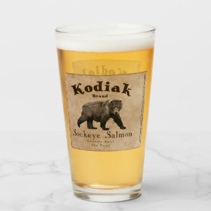 Vintage Kodiak Salmon Label Glass