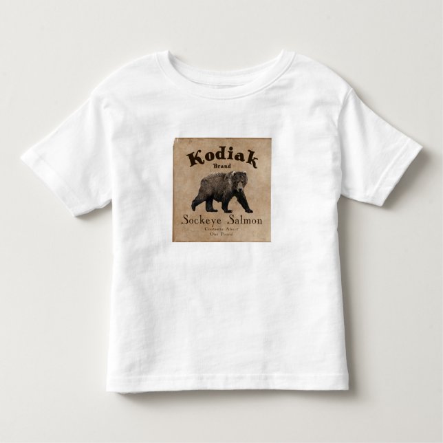 Vintage Kodiak Salmon Label Toddler T-Shirt (Front)