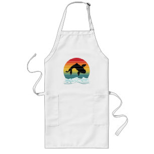 Vintage Koi Fish Sunset Scenery Long Apron