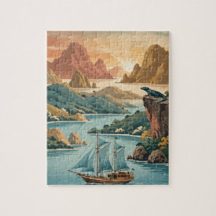 Vintage Komodo Island National Park Travel Jigsaw Puzzle