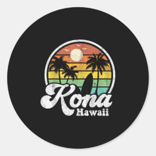 Vintage Kona Beach Hawaii Surf Hawaiian Surfing 70 Classic Round Sticker