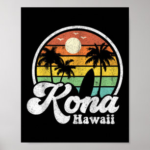 Vintage Kona Beach Hawaii Surf Hawaiian Surfing 70 Poster