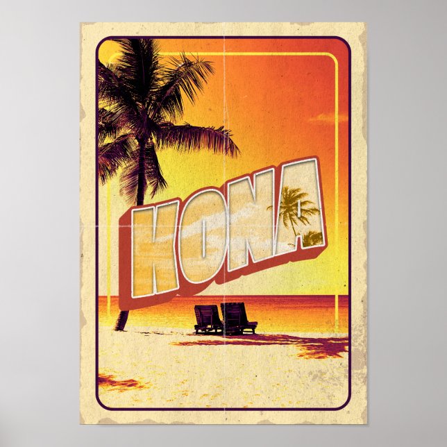 Vintage Kona Hawaii - Retro Travel Poster (Front)