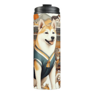 Vintage Korean Jindo Dog Seamless Illlustration Thermal Tumbler