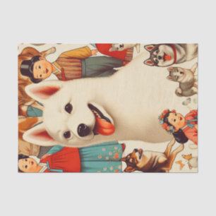 Vintage Korean Jindo Illustration Tissue Paper