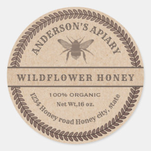 Vintage Kraft  bee apiary honey jar label