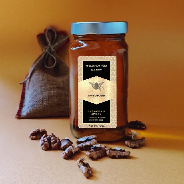 Vintage Kraft gold honeybee  honey jar label (Creator Uploaded)