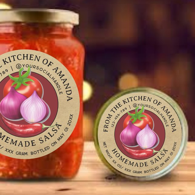 Vintage Kraft Homemade Salsa Label Template (Creator Uploaded)