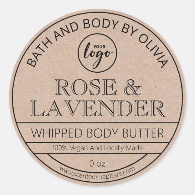 Vintage Kraft Paper Body Butter Labels (Front)