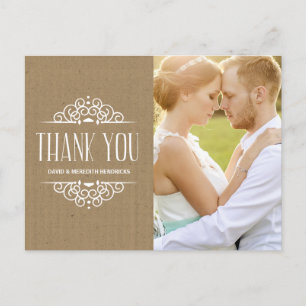 Vintage Kraft Paper Photo Thank You Postcard