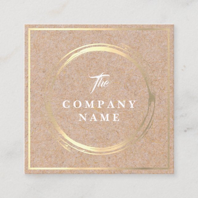 Vintage Kraft PRINTED Social Square Business Card (Front)