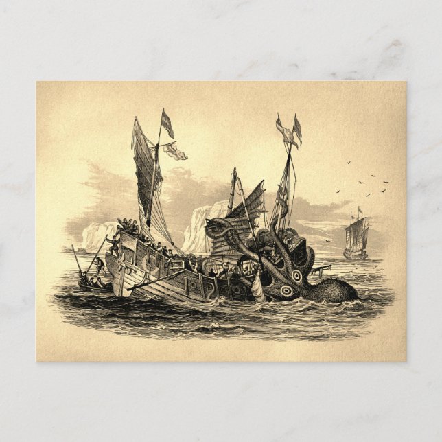Vintage Kraken Attack Postcard (Front)