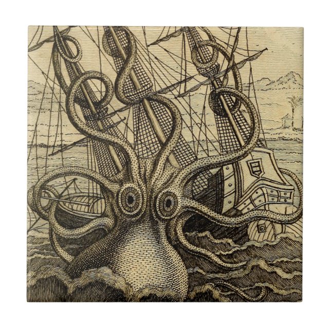 Vintage Kraken Print Tile (Front)