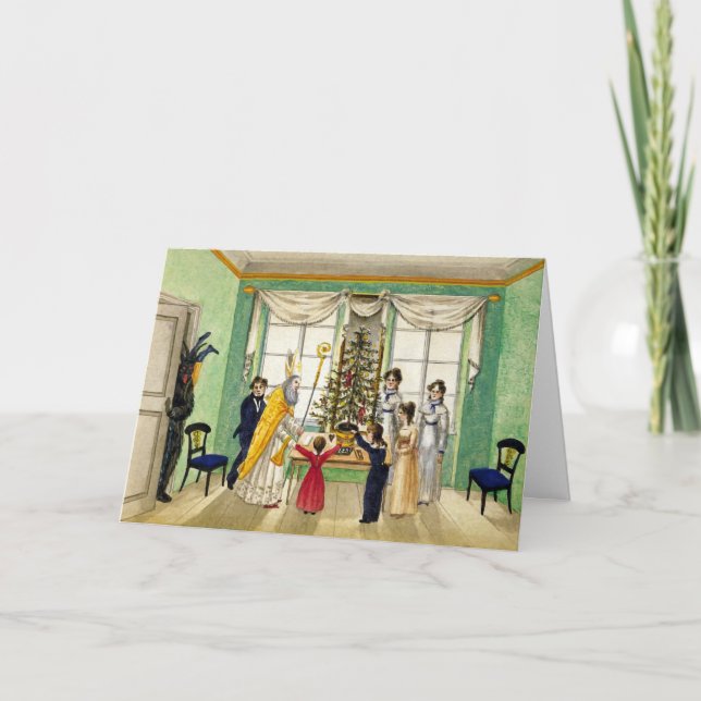 Vintage Krampus and St. Nick Holiday Card (Front)