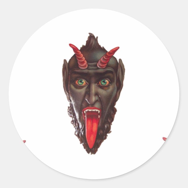 vintage krampus classic round sticker (Front)