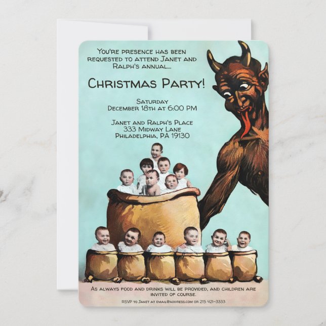 Vintage Krampus Customisable Party Invitation (Front)