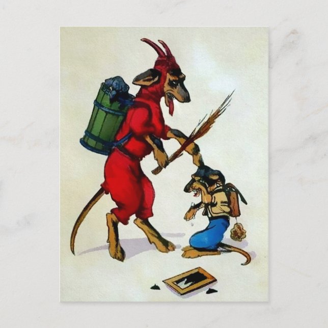 Vintage Krampus Dogs Postcard (Front)