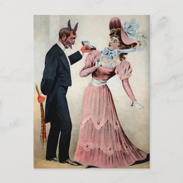 Vintage Krampus Proposing Postcard (Front)