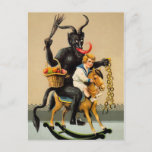 Vintage Krampus Rocking Horse Postcard<br><div class="desc">High quality,  custom restored vintage image.</div>
