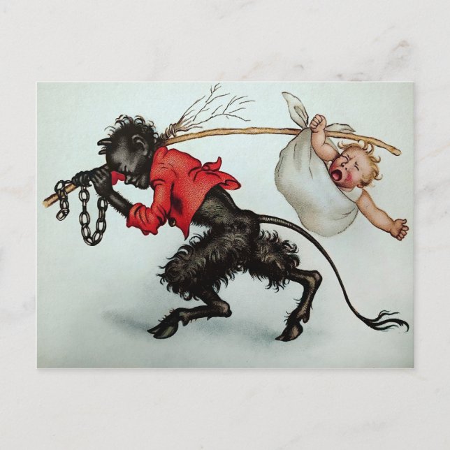 Vintage Krampus Stealing a Baby Postcard (Front)