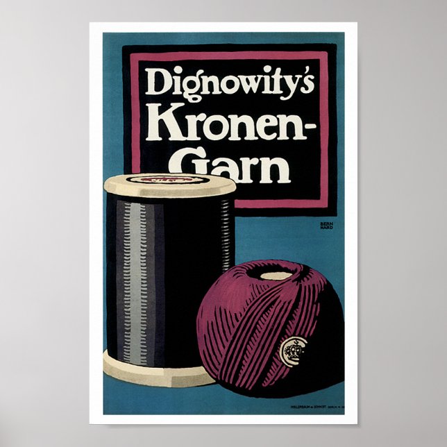 Vintage Kronengard Yarn Ad Poster (Front)