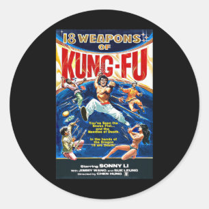 Vintage Kungfu Karate Bjj Martial Arts Movie Retro Classic Round Sticker