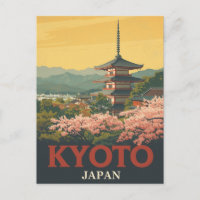 Vintage Kyoto Japan Travel Poster Pagoda