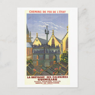 Vintage La Bretagne, France, Travel Poster Postcard