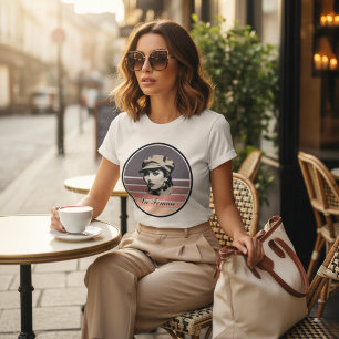 Vintage La Femme Retro Sunset Portrait Woman's Tri-Blend Shirt