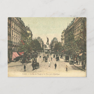 Vintage La Place de la Republique, Paris, France Postcard