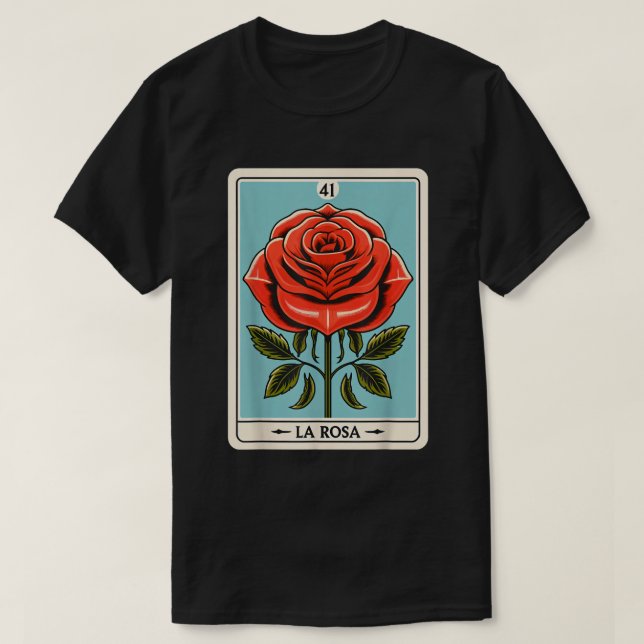Vintage La Rosa Bingo Card Rose Design Tee (Design Front)