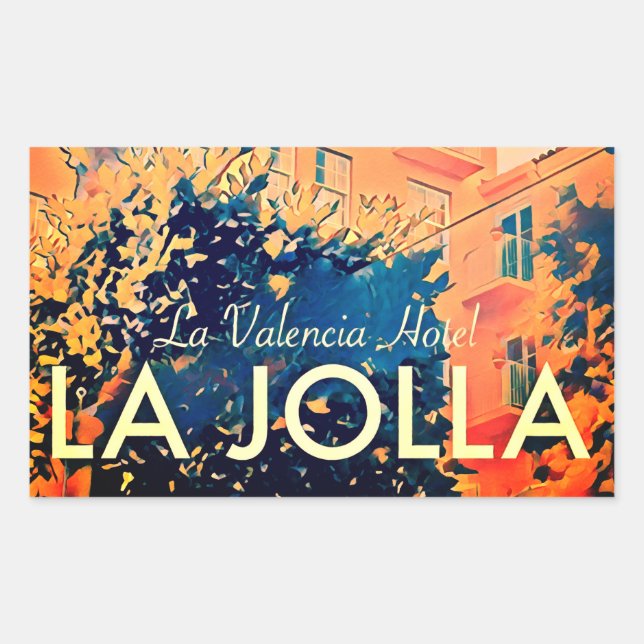Vintage La Valencia Hotel Rectangle Sticker (Front)