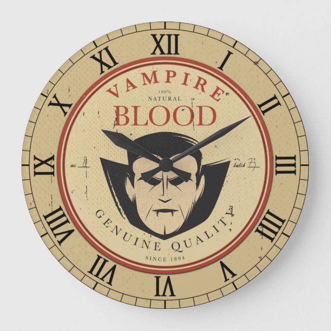 Vintage Label Halloween Vampire Wall Clock (Front)