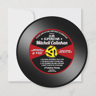 Vintage Label Vinyl 45 Record Birthday Party Invitation